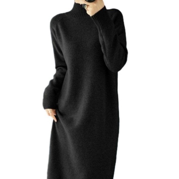 100 캐시미어 롱 원피스 슬림 핏 캐주얼 롱 원피스