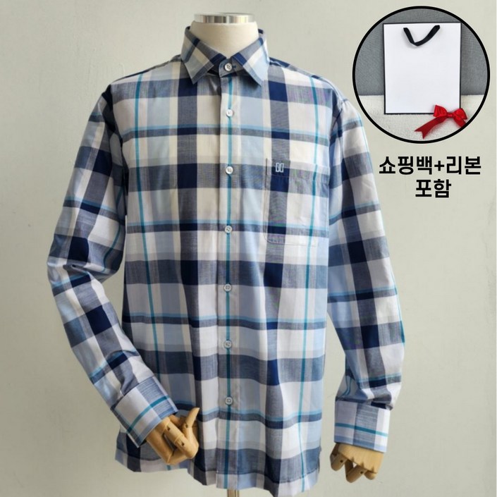 매장정품 닥스 DAKS 남성용 체크 긴팔 셔츠 남방 쇼핑백 동봉