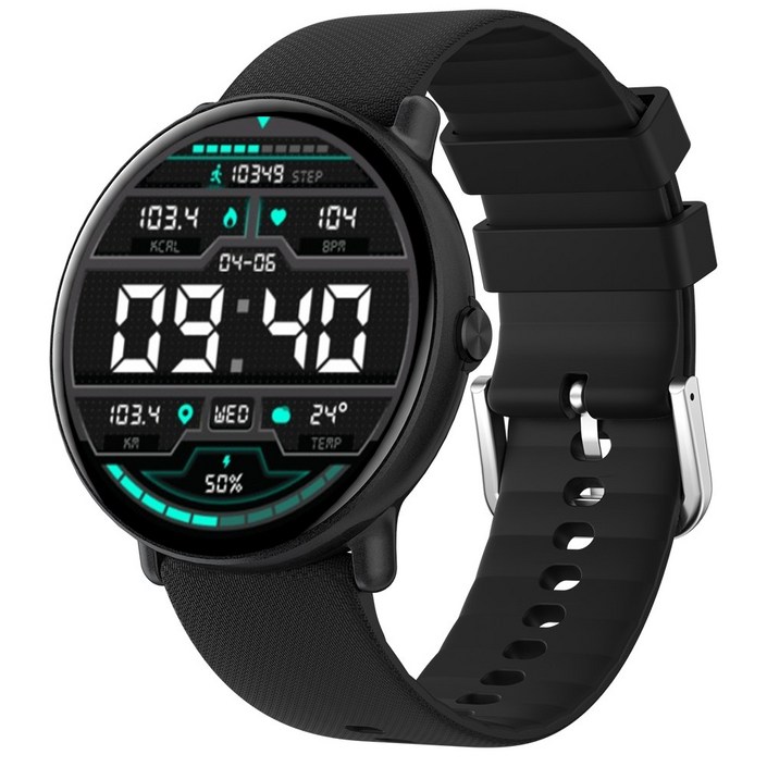 WAPIK 블루투스 통화가능 스마트워치 Y6 1.43인치 AMOLED 대화면 한글판, GPS  블루투스, 3.6cm, 블랙