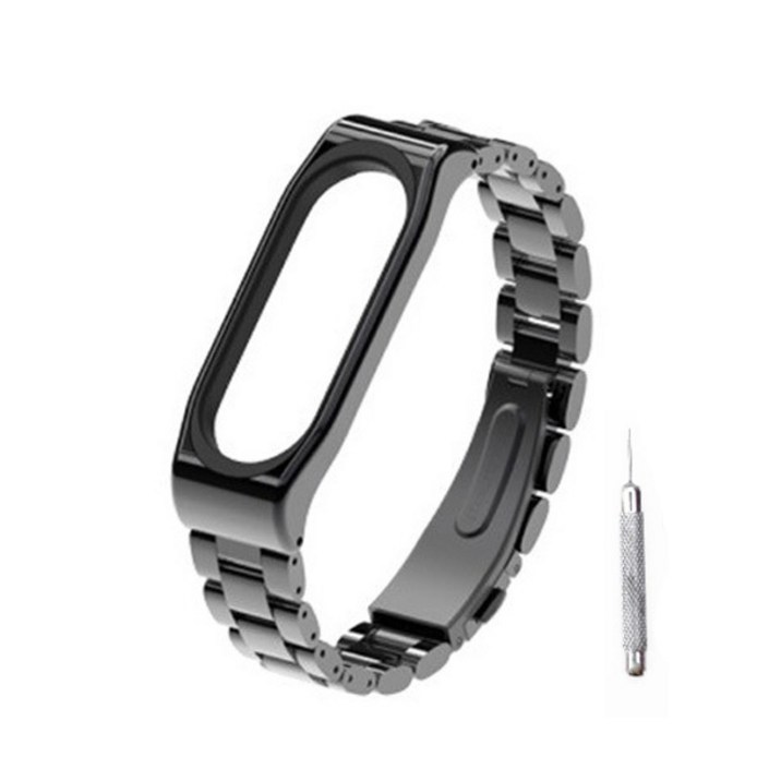 뽀마 미밴드3 미밴드4 미밴드5 미밴드6 클래식 메탈 스트랩 블랙  시계줄 조절기