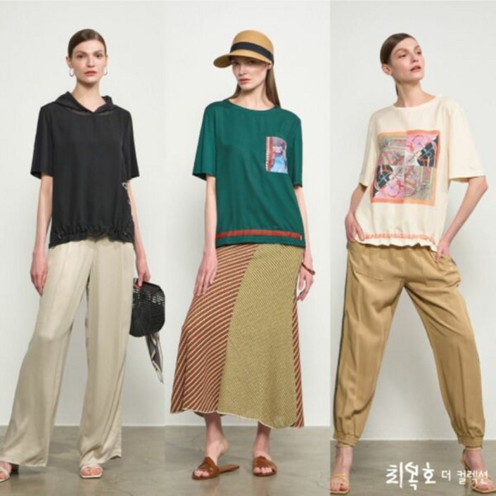 최복호 더컬렉션 썸머 아트 프린트 티블라우스 3종