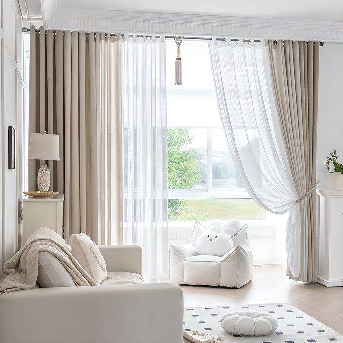 지나송 이안 아일렛 암막커튼 + 봉 세트