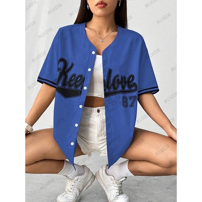 야구티 여자 티셔츠 져지 유니폼 여름 반팔 반티 루즈핏