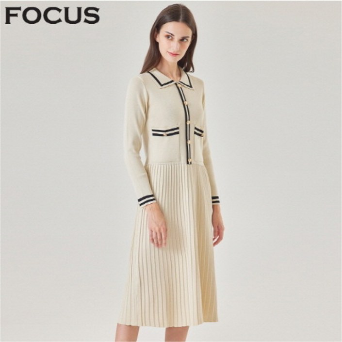 포커스 포커스 진주버튼플리츠니트롱원피스VF3F3OP3581