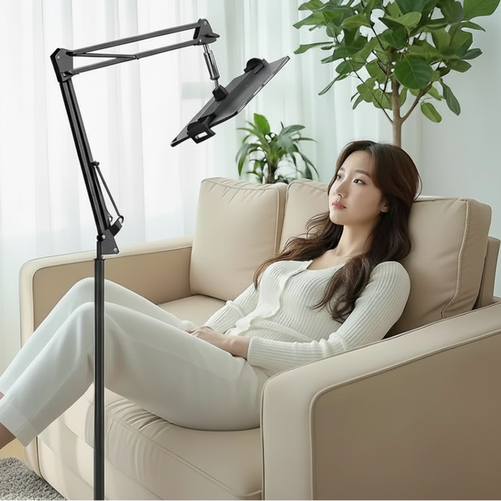 튼튼한 메탈 바닥형 높낮이 조절 핸즈프리 태블릿 스탠드 거치대