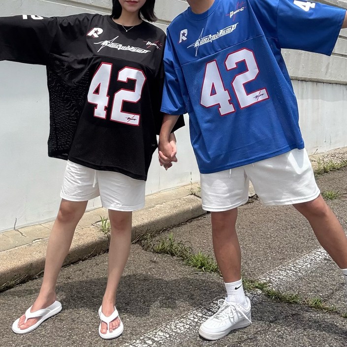 르위 블록코어 흠뻑쇼 반팔티셔츠 오버핏 매쉬 유니폼 져지티 운동복