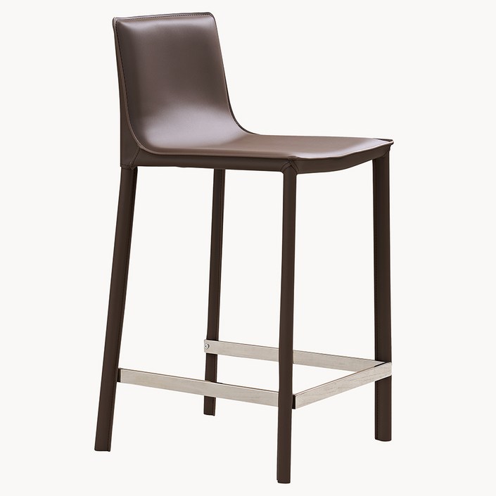 Hazoae 마장가죽 홈바의자 2p 미니멀 모던 고급바의자 아일랜드 바테이블 주방 카페 인테리어용 신혼집 추천, 2개, 브라운