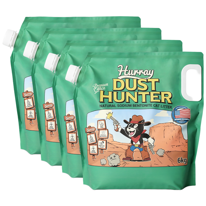 허레이 더스트 헌터 먼지없는 벤토나이트 고양이 모래, 4개, 6kg
