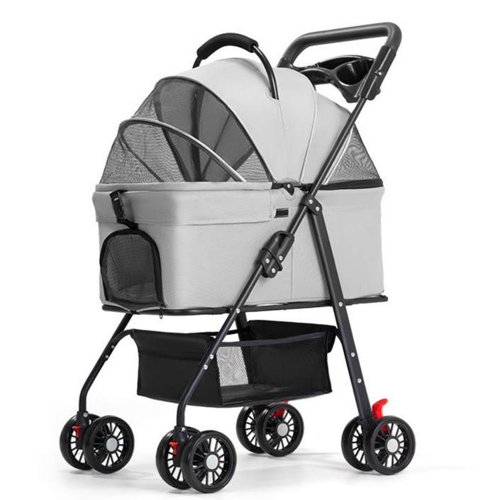 접이식 분리식 반려동물 이동 카트 강아지유모차, 그레이