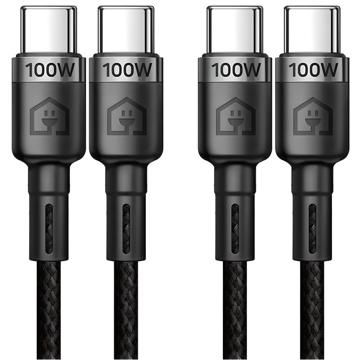 홈플래닛 EMarker IC 칩셋 C to C PD 100W 초고속충전 케이블, 2m, 블랙, 2개