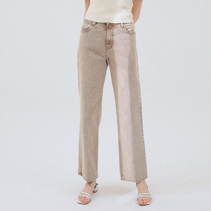 온앤온 여성용 워싱 스트레이트 핏 데님 면 팬츠 NEJ3ML312