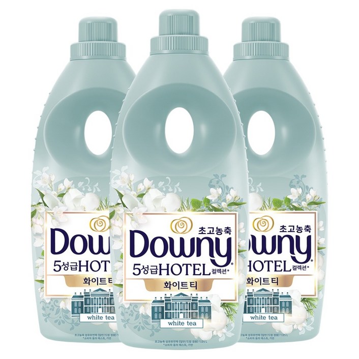 다우니 호텔 컬렉션 화이트티 초고농축 섬유유연제 본품, 1.05L, 3개