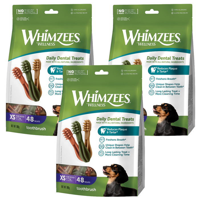 웰니스윔지스 강아지 밸류백 덴탈껌 칫솔 XS, 덴탈껌, 360g, 3개
