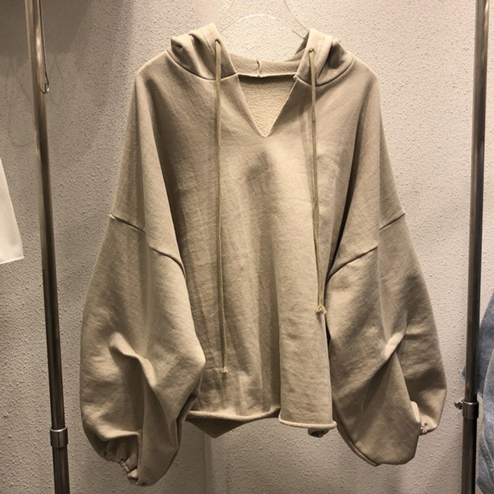 디멜디 여성용 브이넥 트임 미니멀감성 긴팔 티셔츠