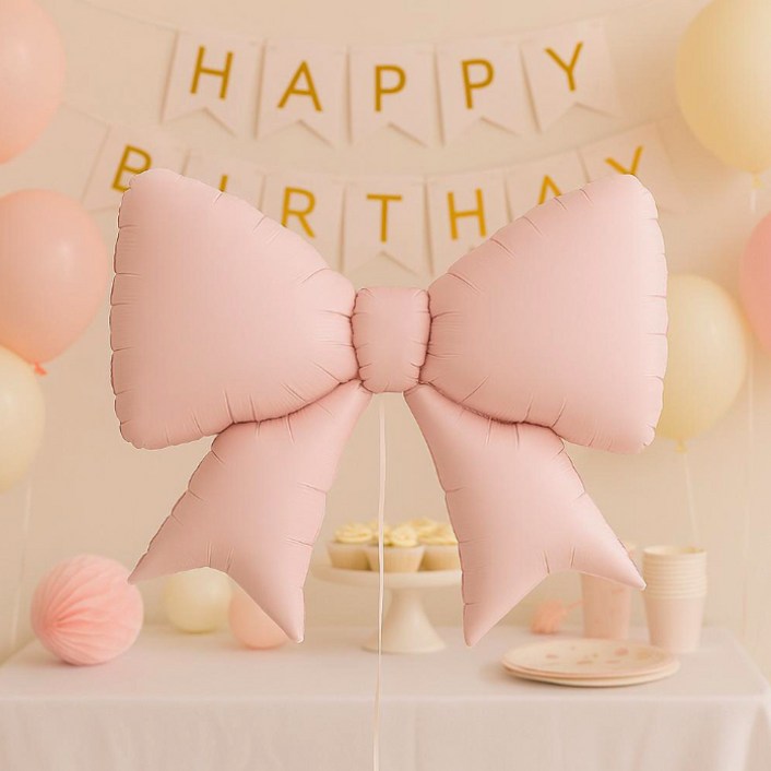 메리팡 대형 리본풍선 라지쉐잎 베이직리본 파티 데코 생일 100일 돌잔치 촬영소품