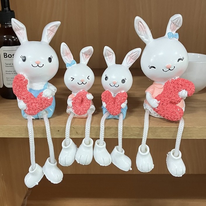 라라공방 러브토끼 인형장식 인테리어소품 4p 세트
