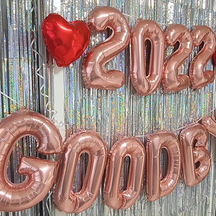 굿벌룬 로즈골드 헬로우2022 하트 연말파티 쫑파티 굿바이2021 크리스마스파티 신년파티