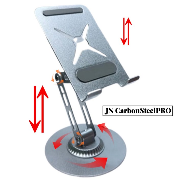 재뉴 카본스틸PRO 360도 회전 높이조절 핸드폰 태블릿 거치대, 라이트실버, 1개