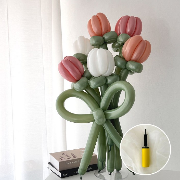 하피블리 꽃풍선 튤립 꽃다발 DIY 요술 풍선 이벤트 파티 용품 세트, 1개, 로즈우드
