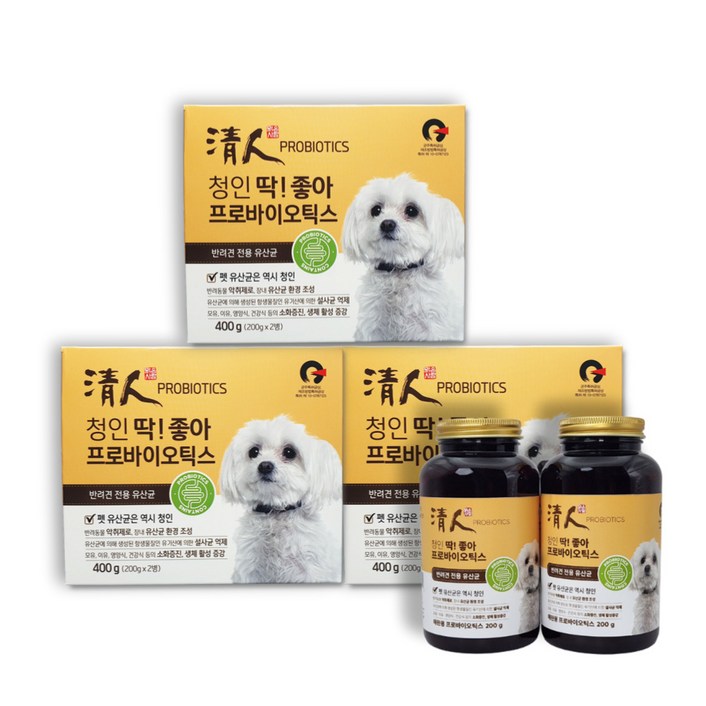 강아지 유산균 청인 딱좋아 프로바이오틱스 반려견 전용 유산균, 배변활동 원활, 3개, 소화기능 개선 강아지 유산균 청인 딱좋아 프로바이오틱스 반려견 전용 유산균, 배변활동 원활, 3개, 소화기능 개선