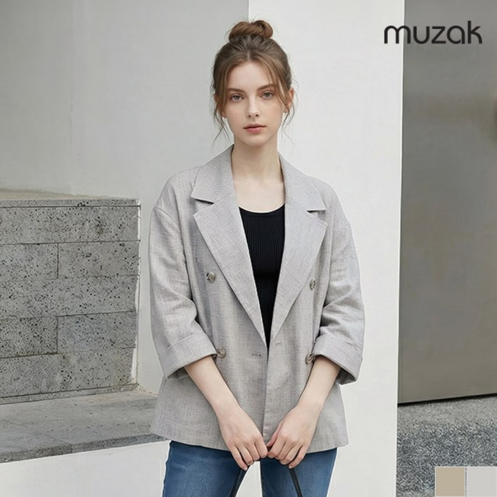 무자크린넨혼방 롤업소매 더블자켓 MN4WJK14