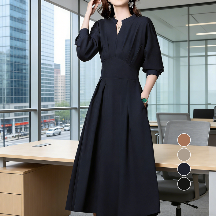 중년 여성 긴팔 원피스 봄가을 단정한 롱원피스 하객룩 오피스룩 중년 여성 긴팔 원피스 봄가을 단정한 롱원피스 하객룩 오피스룩