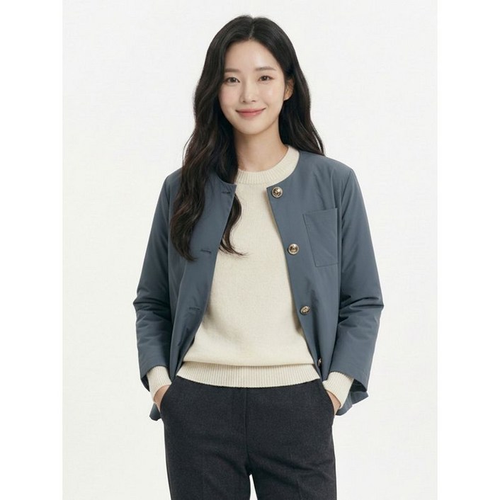 크로커다일레이디 다크블루 실루엣 라운드 자켓 CLCMJK112