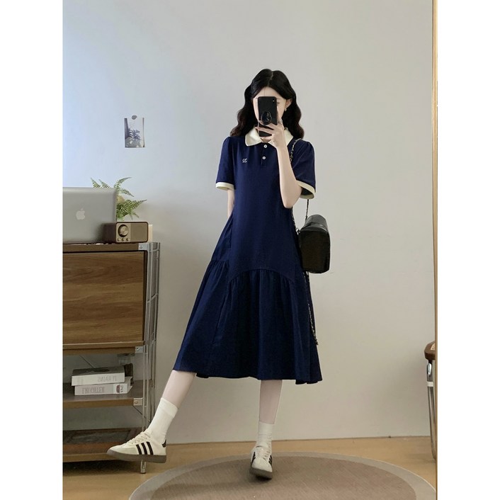 유숀 카라넥원피스 반팔배색원피스 두타키원피스