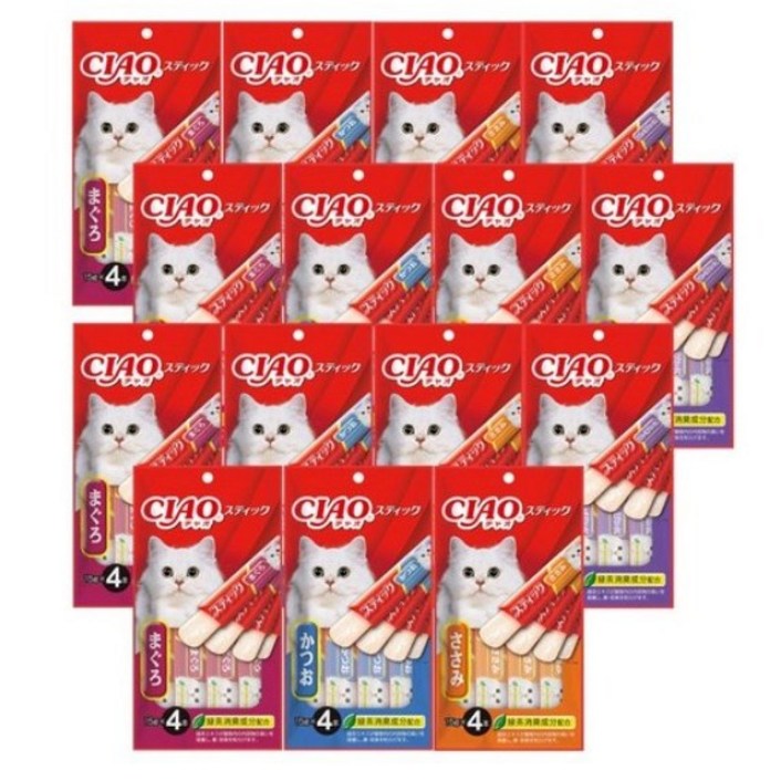 이나바 챠오스틱 4종 15봉 콤보세트 60개입