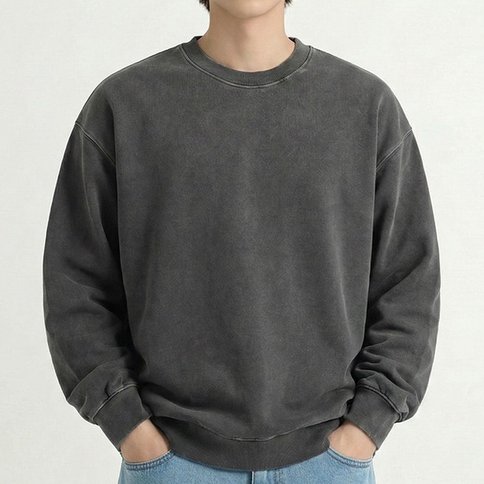 문컬렉션 쭈리 남녀공용 무지 피그먼트 맨투맨