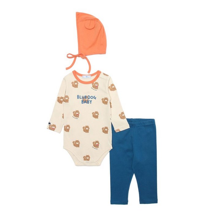 블루독베이비 다람이 바디수트 모자세트 CR 43A7067601