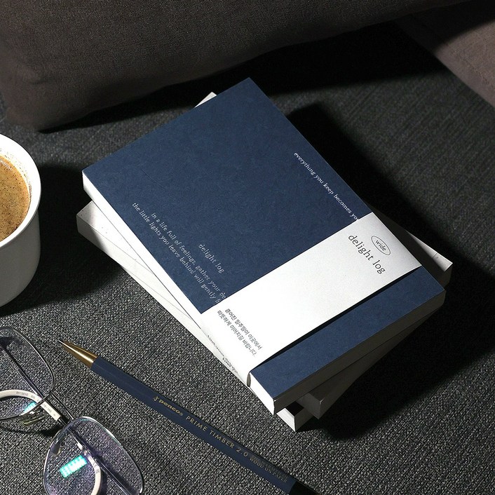 2026 딜라이트로그 기본 와이드 날짜형 먼슬리 위클리 26년 다이어리플래너 무지 직장인 업무용 다꾸 일기장 핸디, 와이드  파도 너머 깃든 별 navy