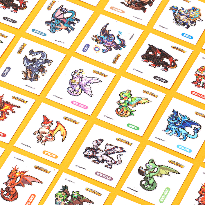 드래곤빌리지 랜덤 미니 띠부씰  랜덤 발송  4매 띠부씰 24p  20매 1박스 띠부씰 120p, 4개