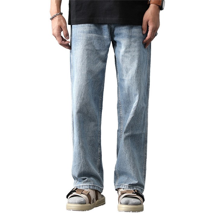 청바지 남성 사계절 캐주얼 트렌드 와이드 일자핏 라이트 빈티지 와이드 대디 팬츠
