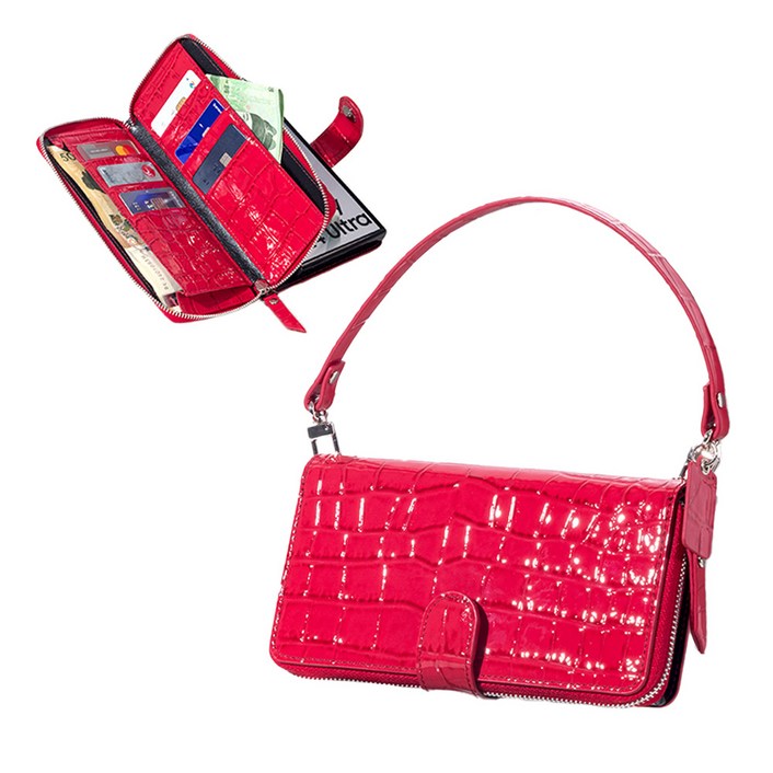 BonAtti HERES 천연소가죽 악어 지퍼 지갑 갤럭시 Z폴드 7 6 5 4 케이스핸드스트랩