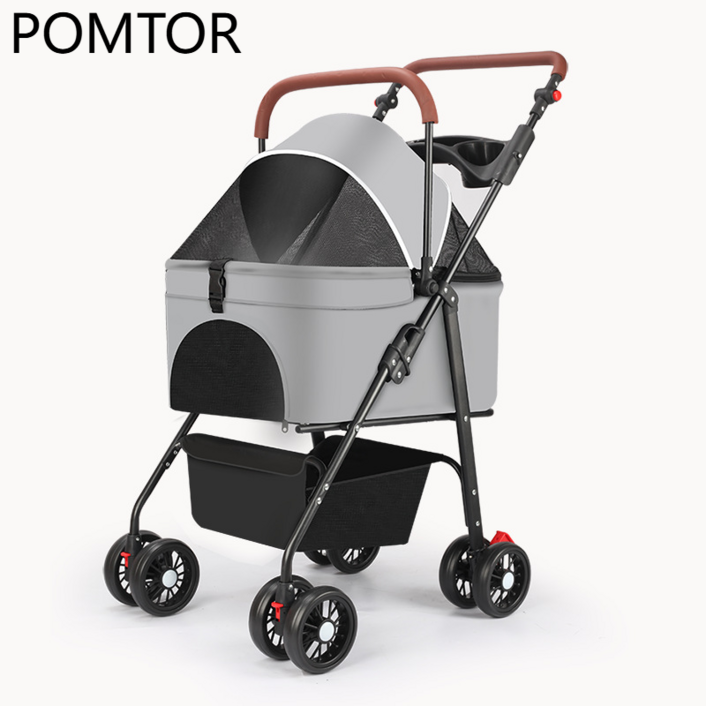 POMTOR 분리형 다기능 원터치 폴딩 유모차  강아지 유모차 개모차