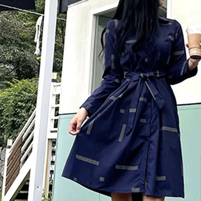 도앙뜨 사각패턴 코트 원피스