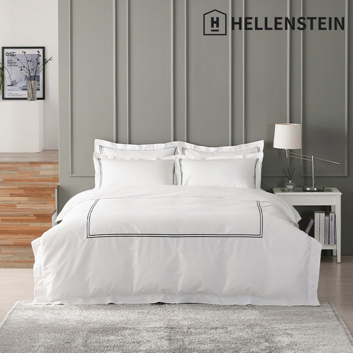 [헬렌스타인] 80수 클래식 이불커버 세트 Q, 블랙자수