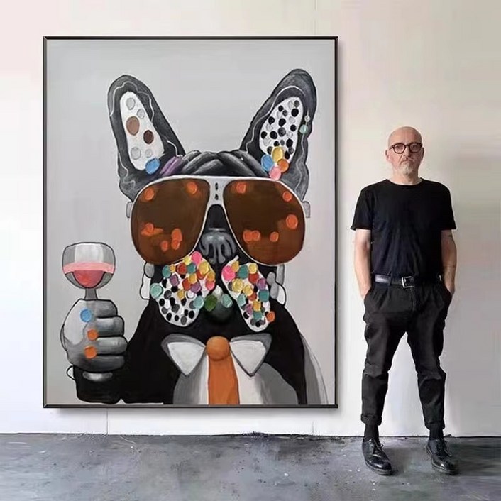 불독 그림액자 현관 거실 인테리어 풍수그림 돈들어오는 액자 개업 이사 선물