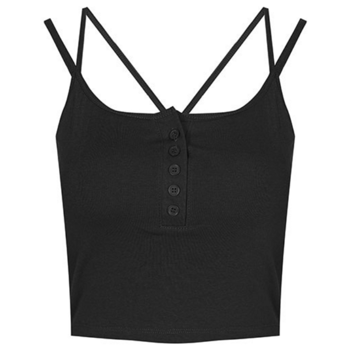 이중 끈나시 크롭 티셔츠