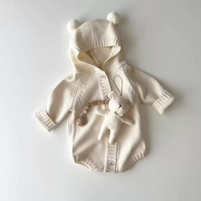 베베앤로아 영유아 유아 여아 남아 공용 백일 6개월 실내복 니트 긴팔바디슈트 촬영복