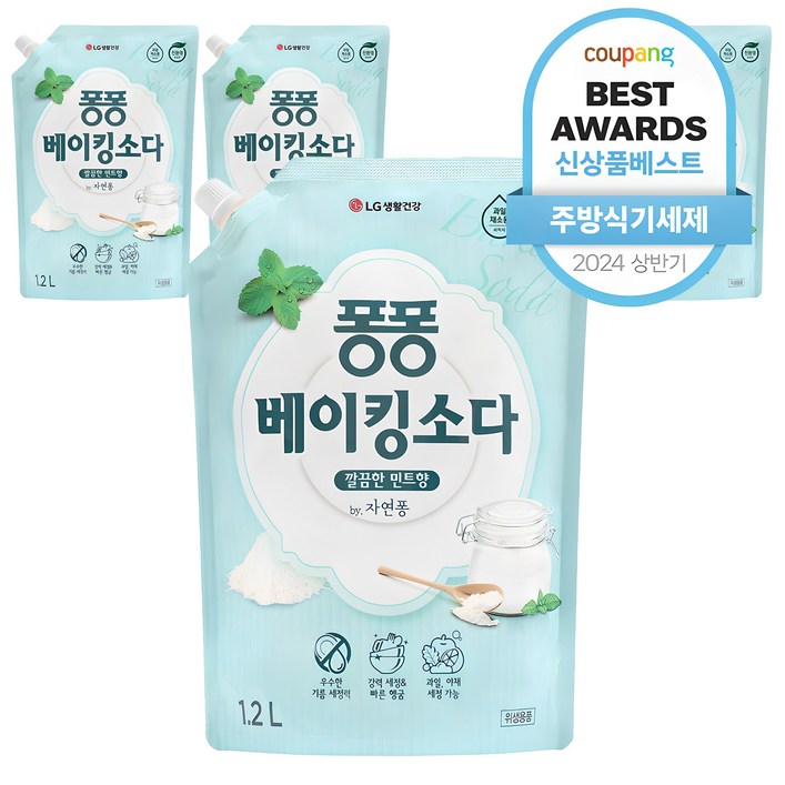퐁퐁 베이킹소다 주방세제, 1.2L, 4개