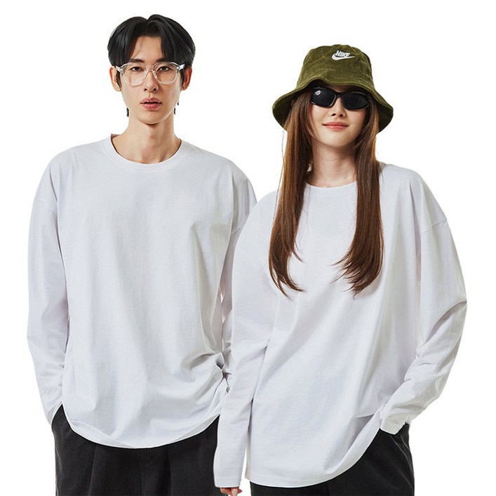 씨티라이프카멜 남녀공용 면 20수 무지 오버핏 긴팔 티셔츠 2p