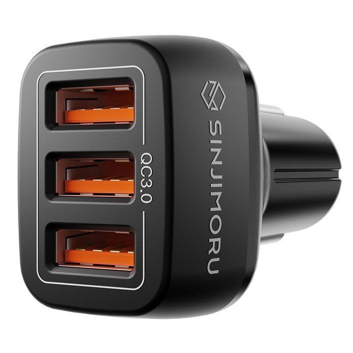 신지모루 트리플 차량용 고속 충전기, CCR3PRT3QCBKSJM, 블랙