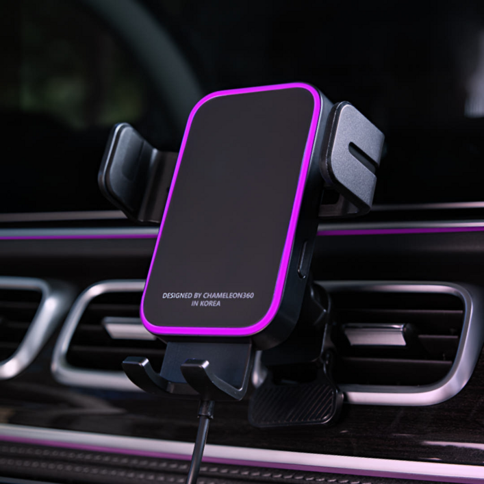 카멜레온360 차량용 핸드폰 고속 무선충전 집게타입 거치대