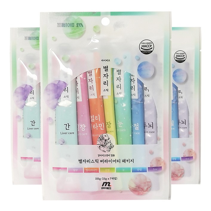 마이베프 반려동물 별자리스틱 버라이어티 영양제 7종 세트, 3세트 마이베프 반려동물 별자리스틱 버라이어티 영양제 7종 세트, 3세트