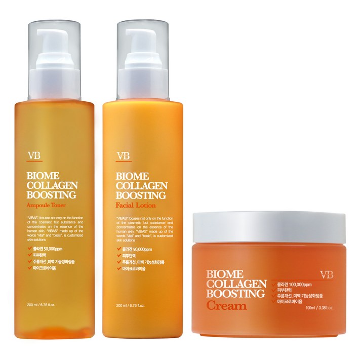 비바스 바이옴 콜라겐부스팅 탄력스킨 200ml 로션 200ml 크림 100ml 세트, 1세트