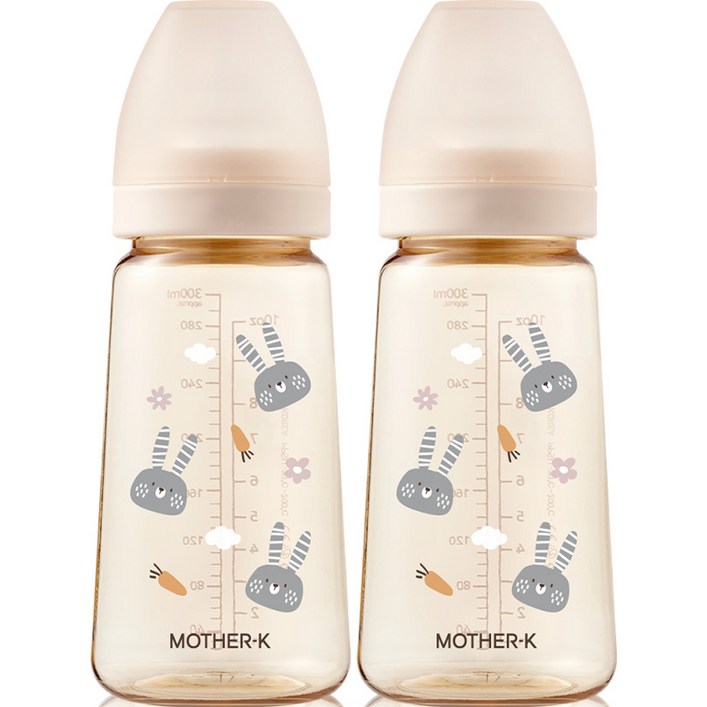 마더케이 베이직 PPSU 토끼 젖병, 크림, 280ml, 2개
