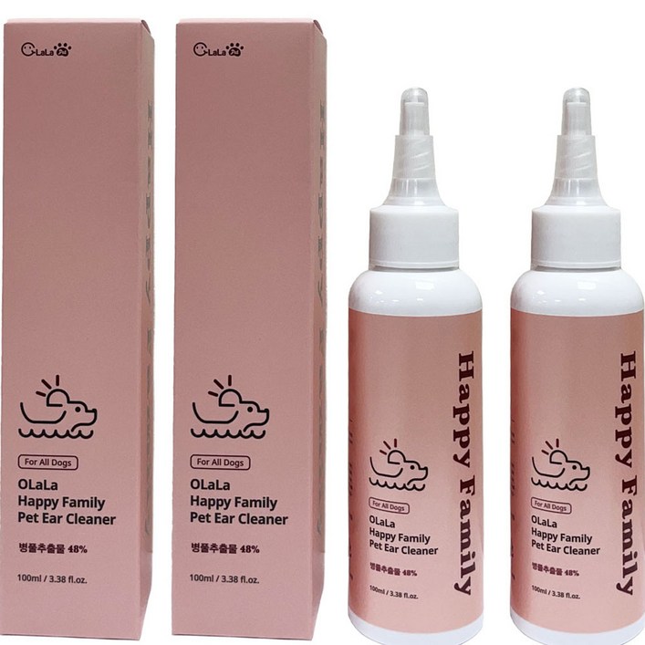 오랄라 반려동물 해피 패밀리 펫 귀세정제, 2개, 100ml