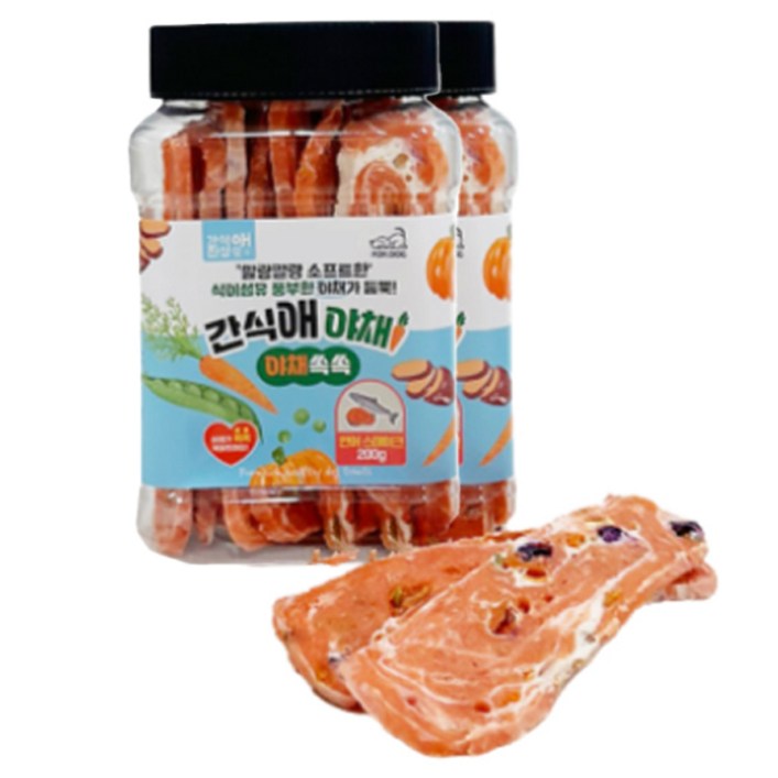 강아지 간식애야채 스테이크 통 간식, 200g, 2개, 연어 강아지 간식애야채 스테이크 통 간식, 200g, 2개, 연어